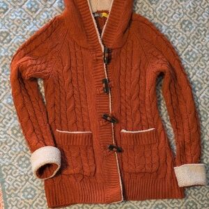 Cabela's Rust Cable Knit Cardigan with Cream Accents